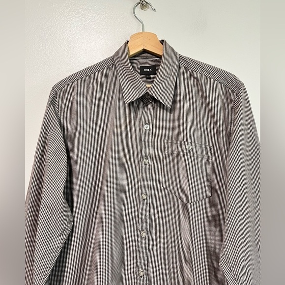 Max Brown & White Micro Gingham Long Sleeve Shirt - Men’s L - Picture 8 of 14